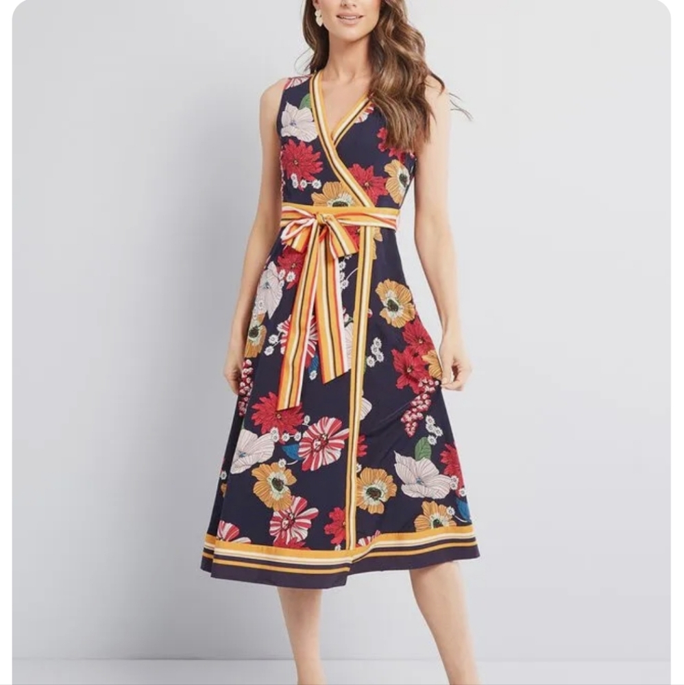 Modcloth X Liza Luxe Floral Midi Dress Size L BNWT